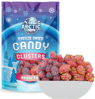 Arctic Farms Freeze Dried Candy Gummy Clusters Candies 2oz Bagged and Boxed (Assorted Flavors)