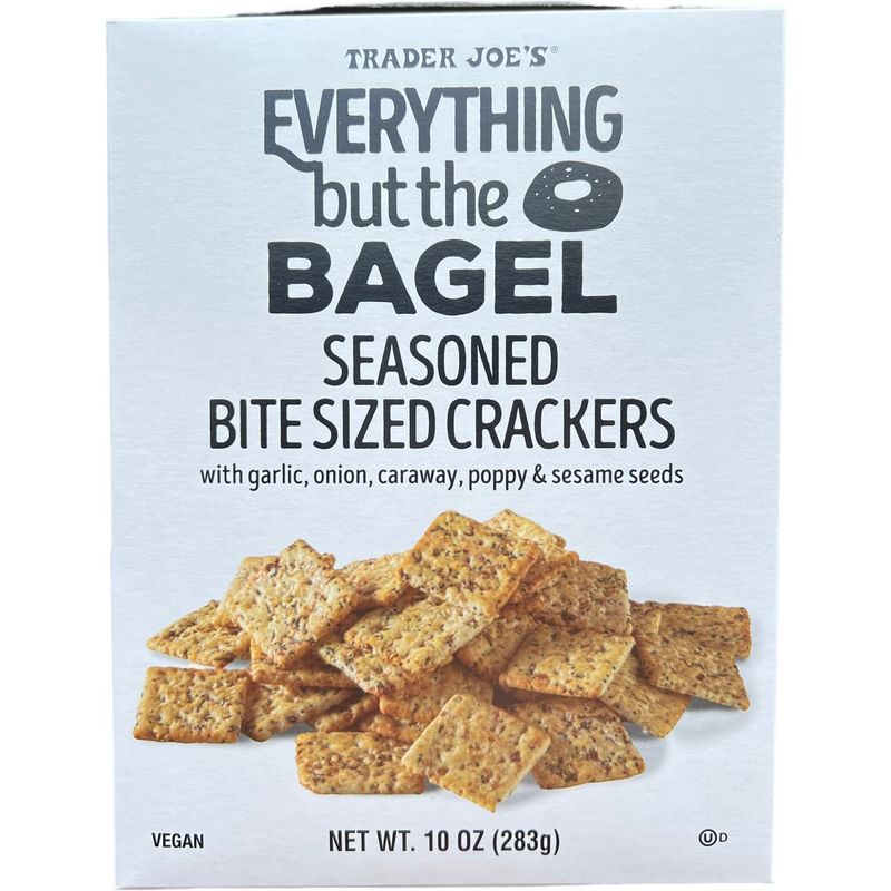 Trader Joe's Everything but the bagel Seasoned Bite Sized Crackers, 10 oz (Pack of 1)