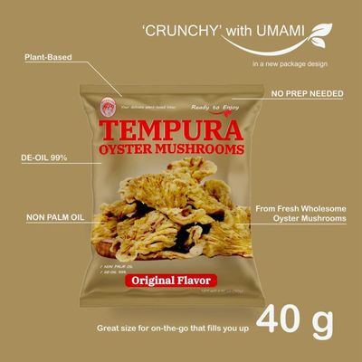 Original Tempura Oyster Mushroom Chips by Bitetuoso, 1.41 oz (Pack of 6) - Crunchy Plant-Based Chips, Dairy-Free, Vegan Gourmet, Vegetable snacks, No cooking required
