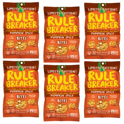 Rule Breaker Snacks Vegan Gluten Free | Pumpkin Spice Blondie Cookie Bites | Plant-Based, Dairy, Nut, Soy, Allergen Free, Kosher | Soft-Baked School Snacks for Kids and Adults (Pack of 6)