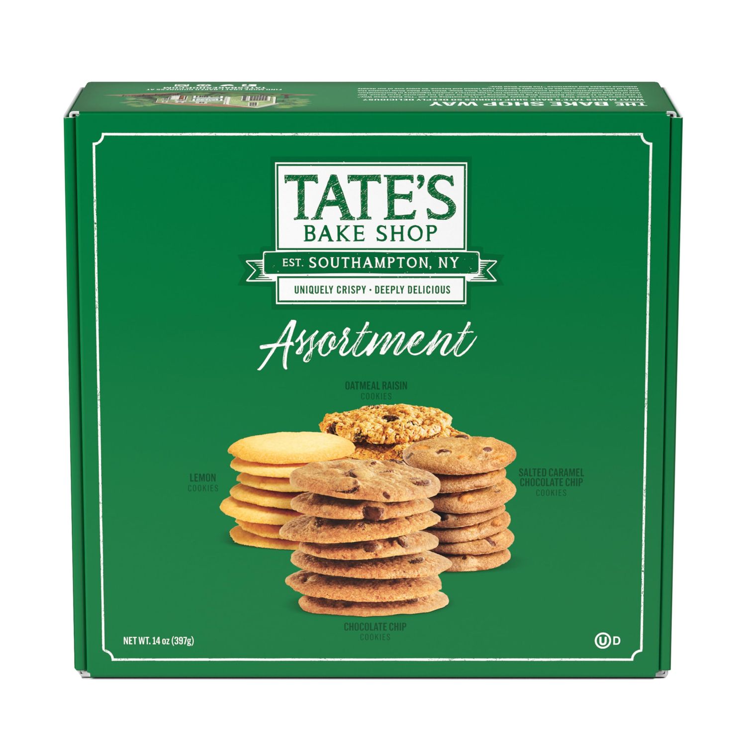 Tate&#39;s Bake Shop Cookies Gift Box, Chocolate Chip, Oatmeal Raisin, Salted Caramel and Lemon Cookies, 14 oz
