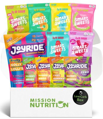 SmartSweets, Joyride Project 7 Low Sugar Candy Variety Box - Low Calorie, High Fiber, Low Carb Gummies and Lollipops