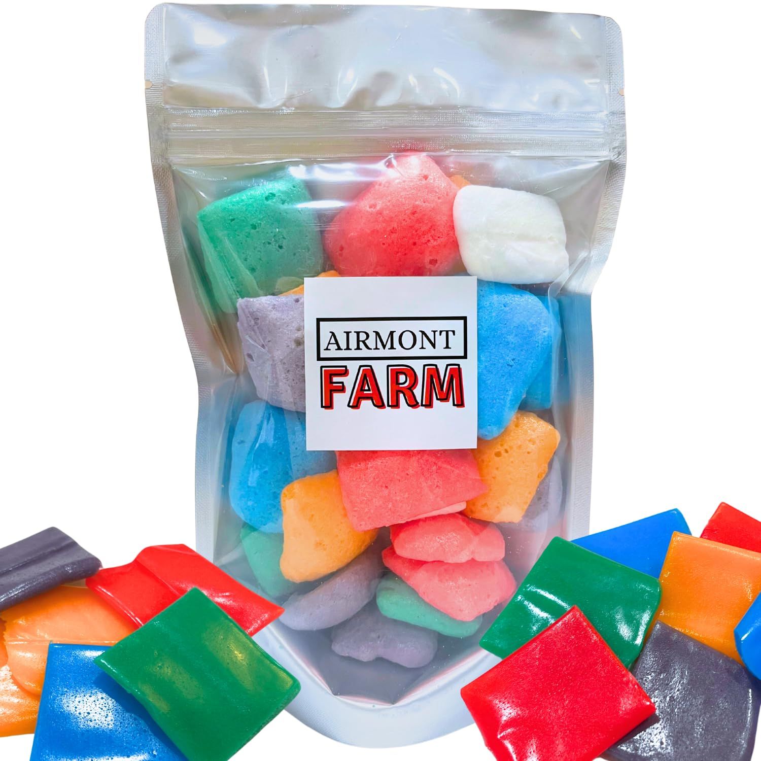 Freeze Dried Airheads 4oz Air Taffy Candy - Cut to Bite Size Pieces - Assorted Flavors, Deliciously Crunchy, Intense Flavor, Lightweight Snack - Resealable Bag - Ships in Box
