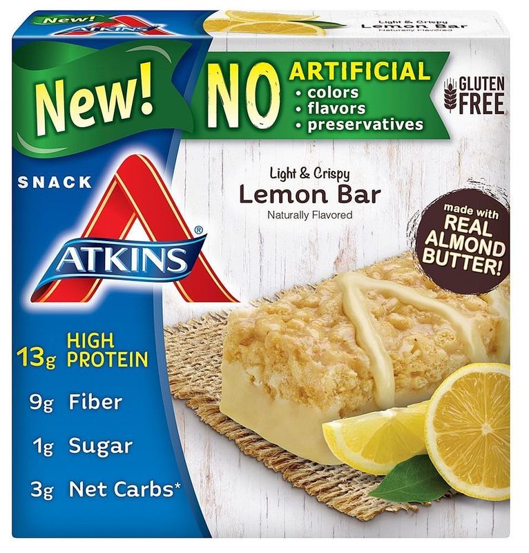 Atkins Snack Light Crispy Lemon Bar, 5 Little Bars (Pack of 2)