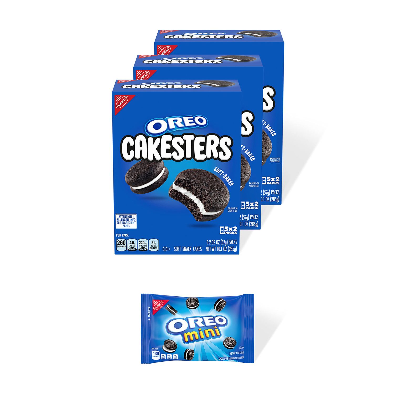OREO Cakesters Soft Snack Cakes, 3 - 5 Count Packs (15 Total Snack Packs)  Bonus OREO Mini Cookie Snack Pack