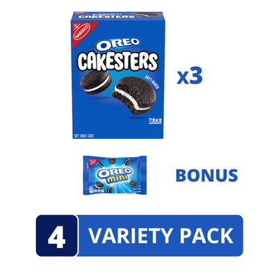 OREO Cakesters Soft Snack Cakes, 3 - 5 Count Packs (15 Total Snack Packs)  Bonus OREO Mini Cookie Snack Pack