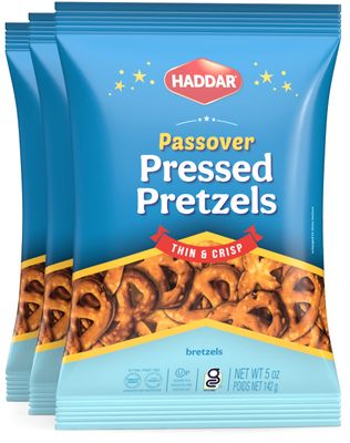 Haddar Gluten Free Pretzels, 5oz (3 Pack) | Pressed Pretzels | Individual Snack Packs | Low Calorie Snack | Kosher for Passover