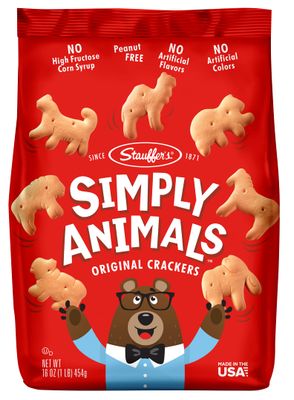 STAUFFERS Simply Animals Original Crackers - 16oz Bag - Animal-Shaped Snacks with No High Fructose Corn Syrup, Artificial Flavors or Colors