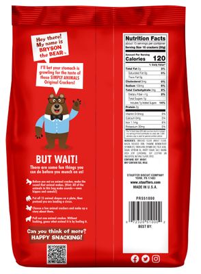 STAUFFERS Simply Animals Original Crackers - 16oz Bag - Animal-Shaped Snacks with No High Fructose Corn Syrup, Artificial Flavors or Colors