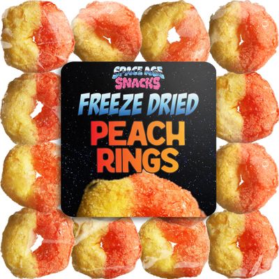 Freeze Dried Peach Rings - Premium Freeze Dried Candy Shipped in a Box for Extra Protection with New Reinforced Bag - Space Age Snacks Freeze Dry Candy for All Ages Dry Freeze Candy (6 Ounces)