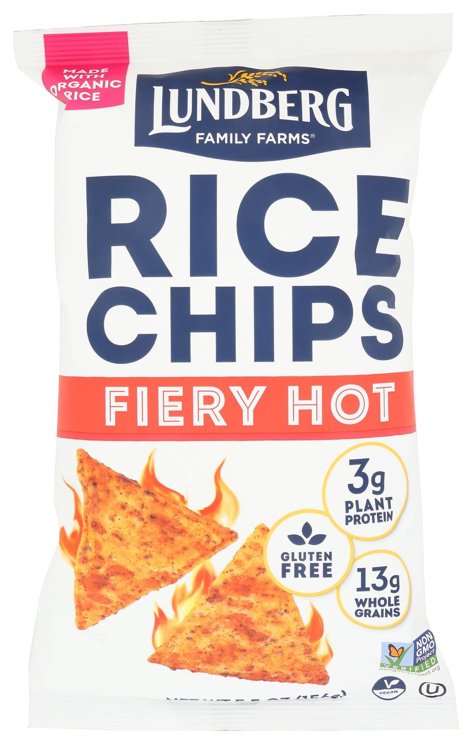 Lundberg Family Farms Rice Chips, Fiery Hot, Vegan Friendly, Kosher, Organic, Gluten Free &amp; Non-GMO, 5.5 Ounce (Pack of 6)