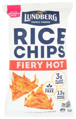 Lundberg Family Farms Rice Chips, Fiery Hot, Vegan Friendly, Kosher, Organic, Gluten Free &amp; Non-GMO, 5.5 Ounce (Pack of 6)