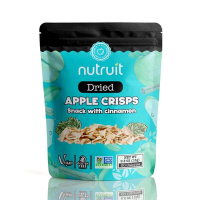 Nutruit Apple Crisps Snacks - Healthy Fruit Snacks - No Sugar Added, Vegan, Gluten Free, Non-GMO, Kosher, Plant-Based, High Fiber Dried Fruit Snack Pack Gift Box - 1.2oz Premium Fruit Snack (20 Packs)