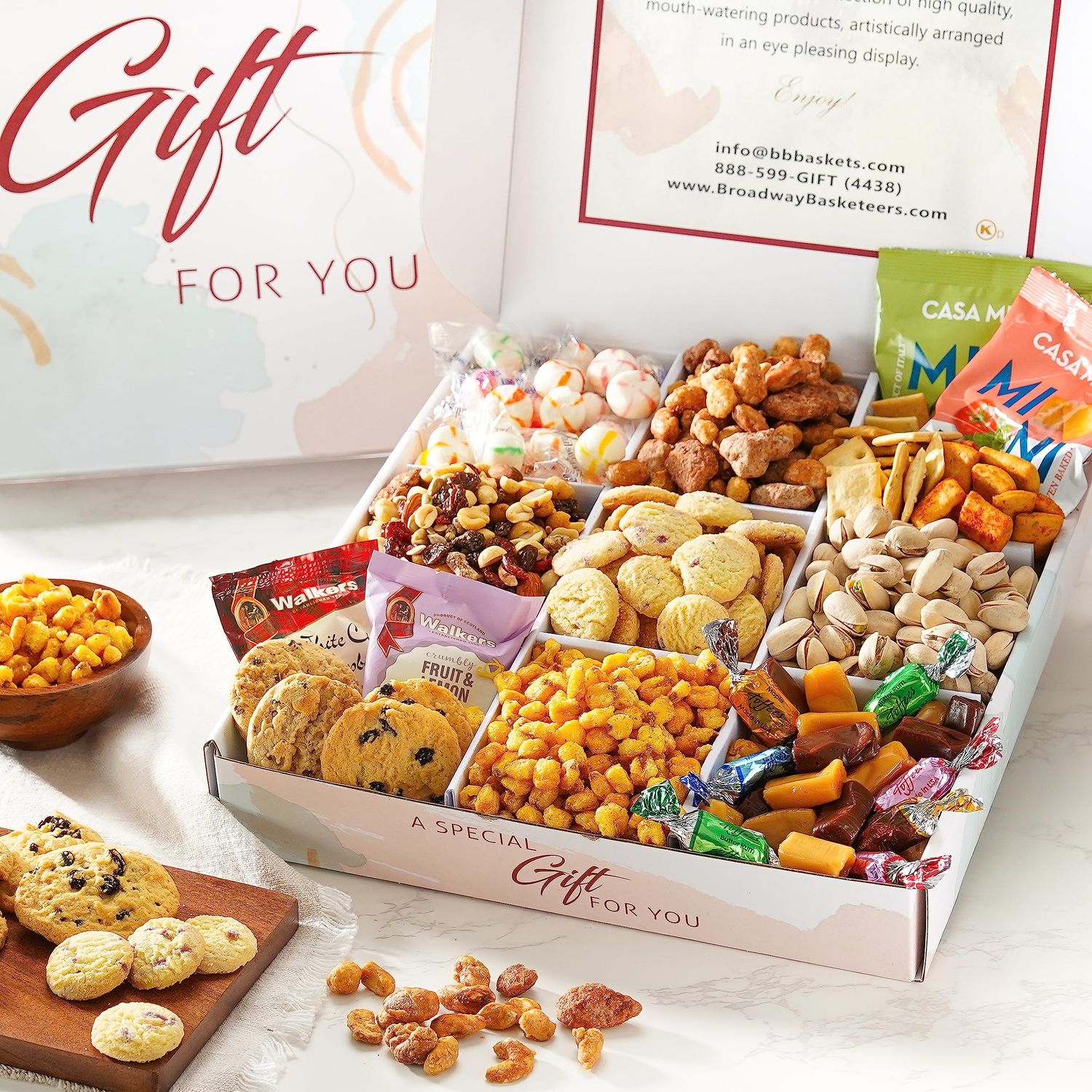 Broadway Basketeers Food Gift Basket Snack Gifts for Women, Men, Families, College, Appreciation, Thank You, Congratulations, Corporate, Get Well Soon Care Package, Kosher