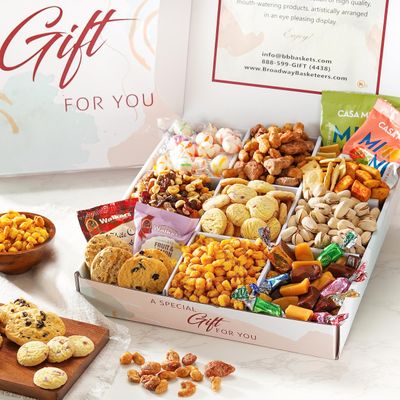 Broadway Basketeers Food Gift Basket Snack Gifts for Women, Men, Families, College, Appreciation, Thank You, Congratulations, Corporate, Get Well Soon Care Package, Kosher