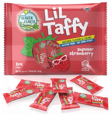 Heaven &amp; Earth Summer Strawberry Lil Taffy (Approx. 40 Count) | Dye Free Candy | Natural Colors &amp; Flavors | No High Fructose Corn Syrup | Gluten Free | Kosher | Goody Bag and Pinata Fillers