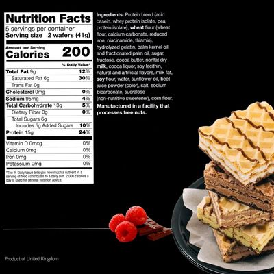 ProtiWise High Protein Wafers | Raspberry | 15g Protein Per Serving, Low Carb, Low Sugar, High Fiber Snack | Gluten-Free, Keto-Friendly Diet for Hunger Control & Weight Loss | 5Box