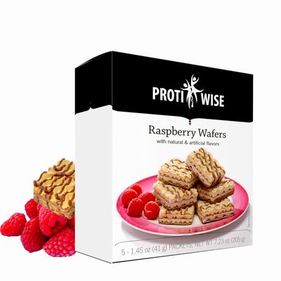 ProtiWise High Protein Wafers | Raspberry | 15g Protein Per Serving, Low Carb, Low Sugar, High Fiber Snack | Gluten-Free, Keto-Friendly Diet for Hunger Control &amp; Weight Loss | 5Box