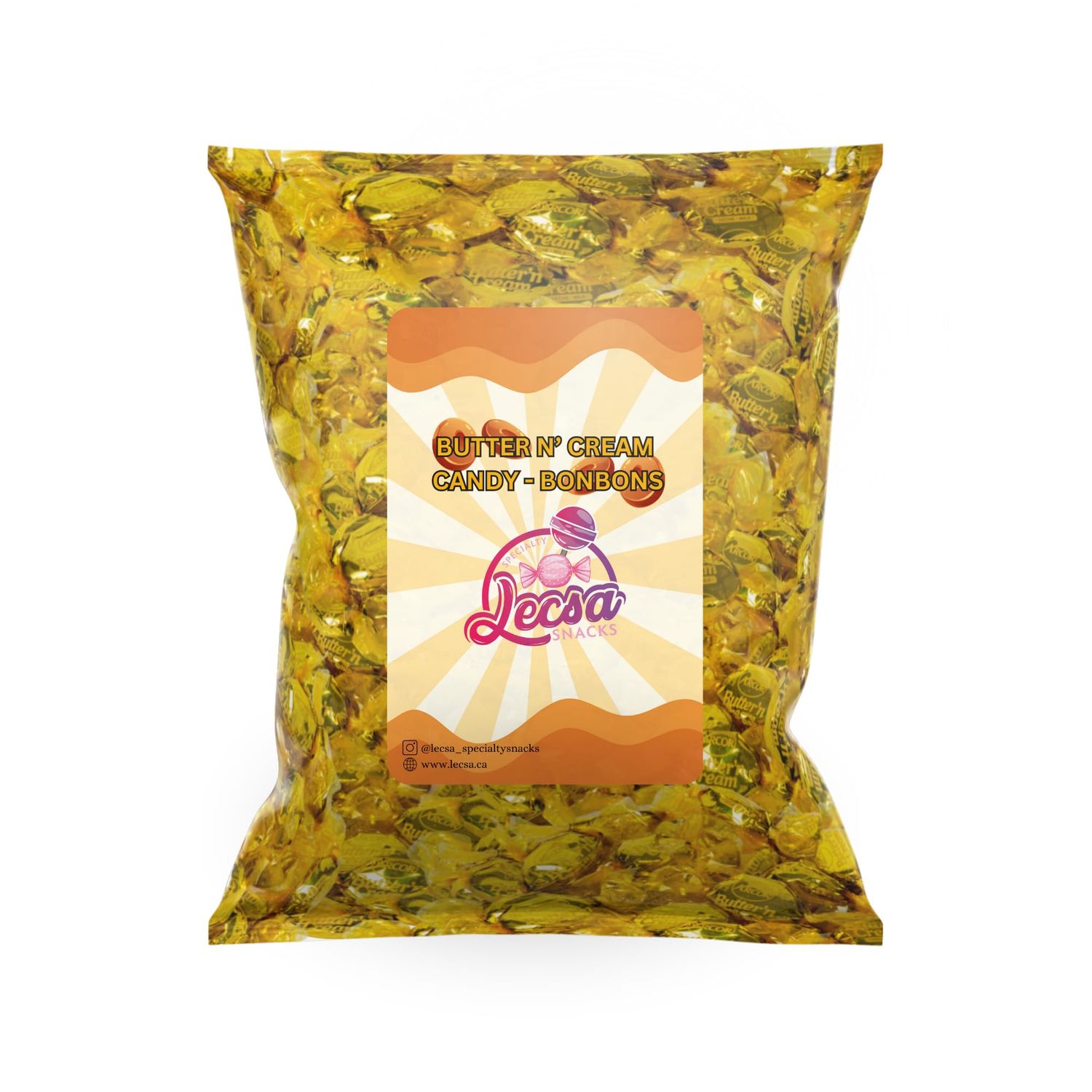Butter &#39;N Cream Hard Candy - Individually Wrapped Butter&#39;n Cream Bonbons by Lecsa Specialty Snacks 1 lb (Butter Cream)