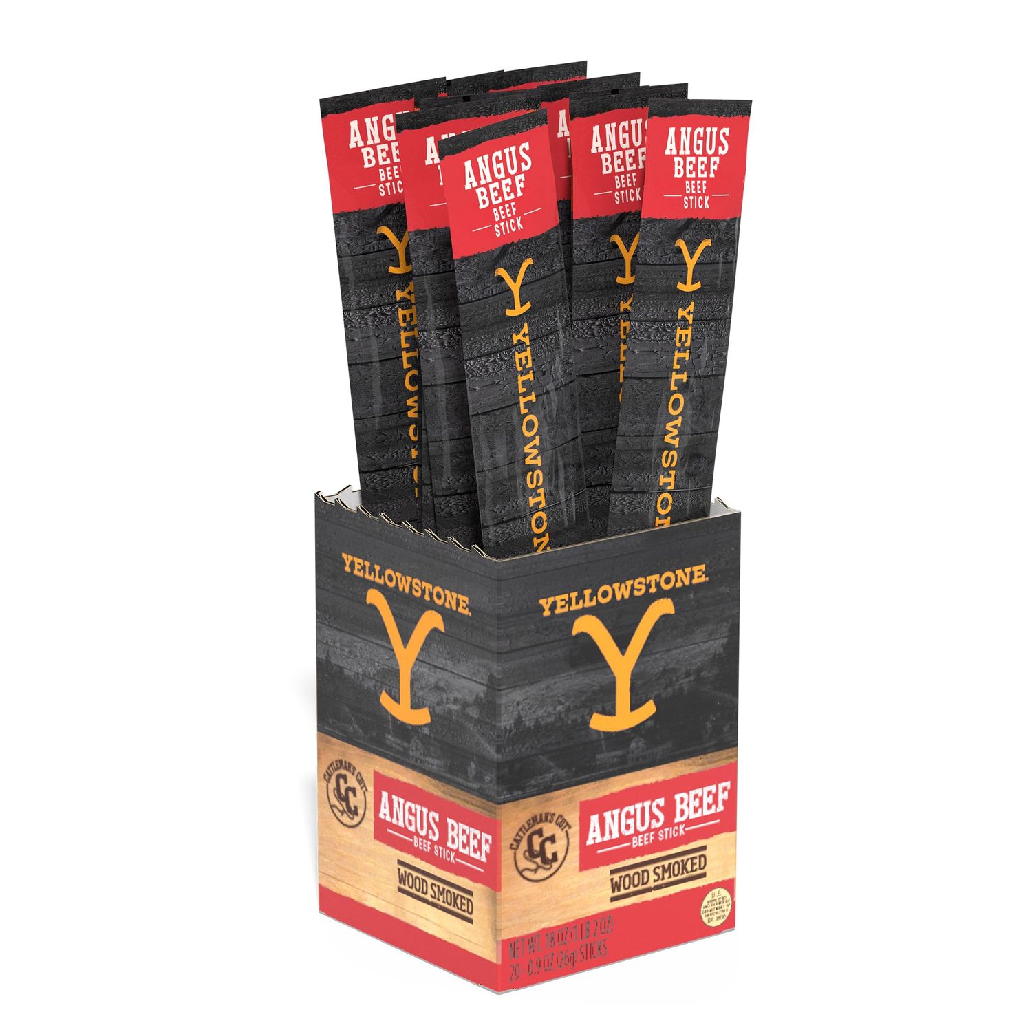 Yellowstone by Cattleman&#39;s Cut Angus Beef Sticks, 0.9 Ounce (Pack of 20)