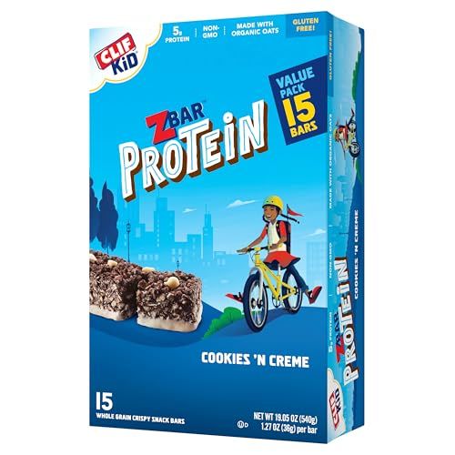 Zbar Protein - Cookies &#39;n Creme - Crispy Whole Grain Snack Bars - Made with Organic Oats - Non-GMO - 5g Protein - 1.27 oz. (15 Pack)