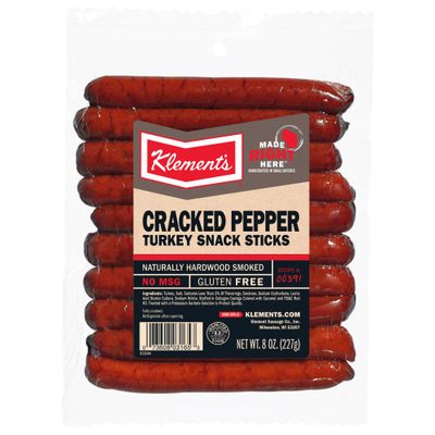 Klement&#39;s Cracked Pepper Turkey Snack Stick, 8 Ounce