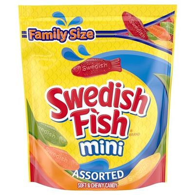 SWEDISH FISH Mini Assorted Soft &amp; Chewy Candy, Family Size, Bulk Candy, 1.8 lb