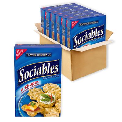 Flavor Originals Sociables Baked Savory Crackers, 6 - 7.5 oz Boxes