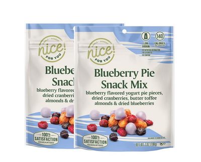 Blueberry Pie Trail Nut Mix With Yogurt Pieces, Dried Cranberries, Butter Toffee Almonds and Dried Blueberries, 2 Bags, Nice Snack Snacking Food Treat, 7oz Each