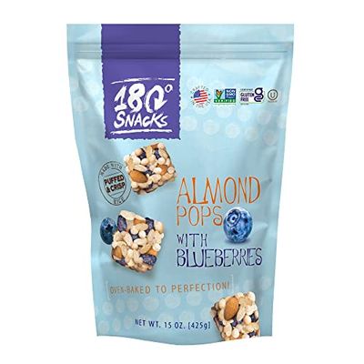 180 Snacks Almond Rice Pops with Blueberries - Tasty, Bite-Size Healthy Snacks with 9 Ingredients - Non GMO, Dairy-free, Gluten-Free Snacks - EBT Eligible Snacks for Kids and Adults - 15 oz