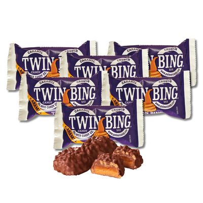 Palmer Bing Bars Gift Packs By Lyza&#39;s Sweets &amp; Treats (Pack of 6, Twin Caramel Crunch Bing)