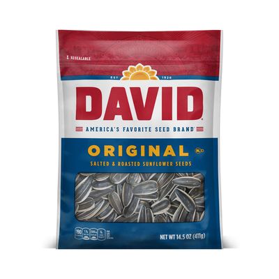 DAVID Seeds Original Salted and Roasted Sunflower Seeds, Keto Friendly Snack, 14.5 OZ Bags, 12 Pack