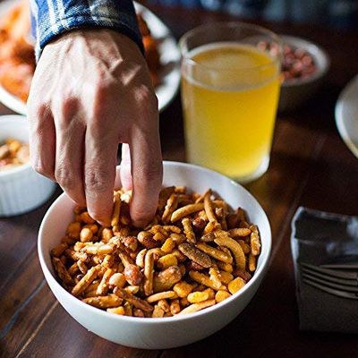 BEER NUTS Original Bar Mix - 12-Count 3.25oz Single Serve Bags, Pretzels, Cheese Sticks, Sesame Sticks, Roasted Corn Nuts, and Original Peanuts