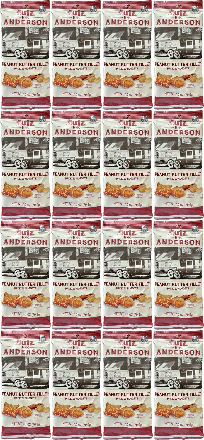 HK Anderson Peanut Butter Filled Pretzel Nuggets, 2.5 Ounce Bag (Pack of 16) Bundled by SUPERDEALS with mystery gift