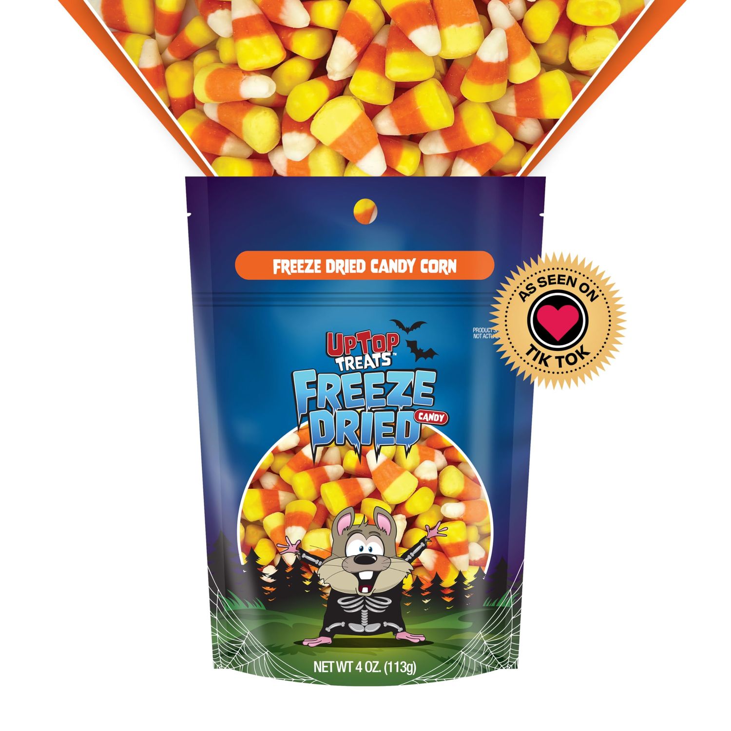 UpTop Treats Freeze Dried Candy Corn, Halloween Candy for Party Candy Treat Bag, Crunchy Fall Candy for Snacking, Baking, Parties, Snacks for Kids &amp; Adults, Made in the USA, 4 oz Resealable Bag