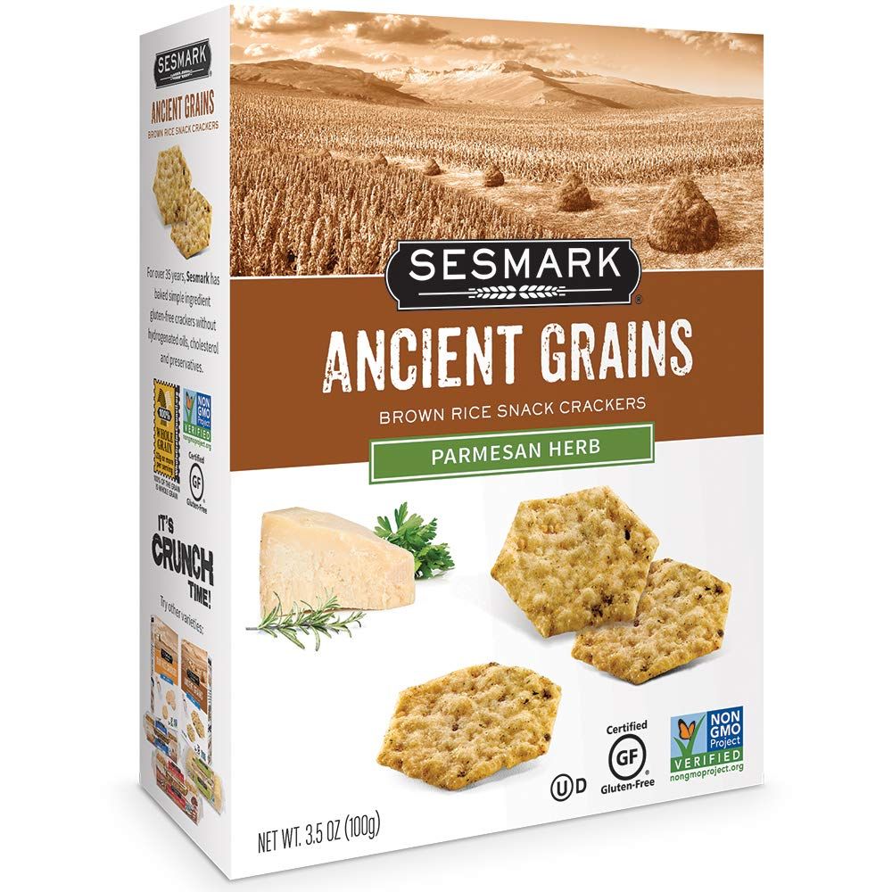 Sesmark Ancient Grains Rice Crackers, Parmesan Herb, 3.5 Ounce (Pack of 6)