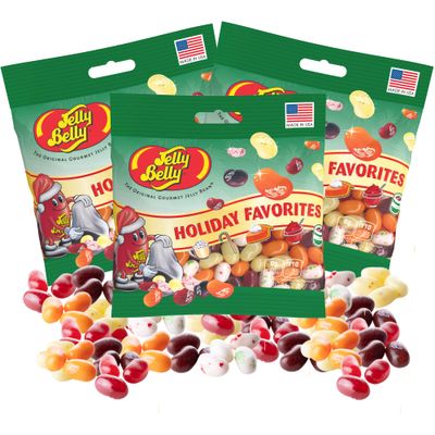 Holiday Favorites Assorted Flavor Jelly Beans, Egg Nog, Hot Chocolate, Cranberry Sauce, Candy Cane and Pumpkin Pie, Shareable Bagged Candies, Christmas 2024 Stocking Stuffers, Grab &amp; Go Bags