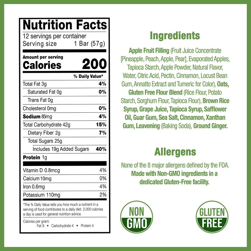 Betty Lou's Fruit Bars | Apple Cinnamon Pack of 12 | Gluten Free, Vegan, Non GMO | Deliciously Healthy Snacks Made with All Natural Fruit &amp; Fruit Juice | Individually Wrapped, 2 oz. Each, 12 Bars
