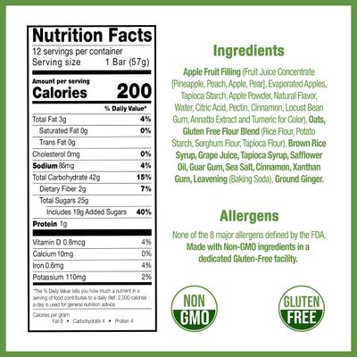 Betty Lou's Fruit Bars | Apple Cinnamon Pack of 12 | Gluten Free, Vegan, Non GMO | Deliciously Healthy Snacks Made with All Natural Fruit & Fruit Juice | Individually Wrapped, 2 oz. Each, 12 Bars
