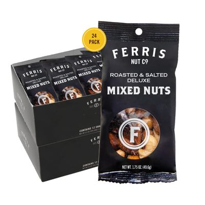 Ferris Coffee &amp; Nut Co. Deluxe Mixed Nuts - Individually Wrapped Snack Packs - Healthy Snacking Nuts for Trail Mix, Keto, Office, Travel - Pack of 24