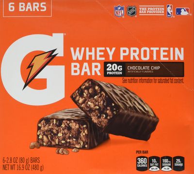 Gatorade Whey Protein Recover Bars, Chocolate Chip, 2.8 Ounce (6 Count)