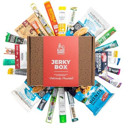 Ultimate Jerky Lover&#39;s Gift Box For Men, Mix of Delicious Jerky With Sweet &amp; Savory Options - Delicious &amp; Healthy Beef Jerky Snacks- Ideal Food Gift For Dad or Husband For All Occasions