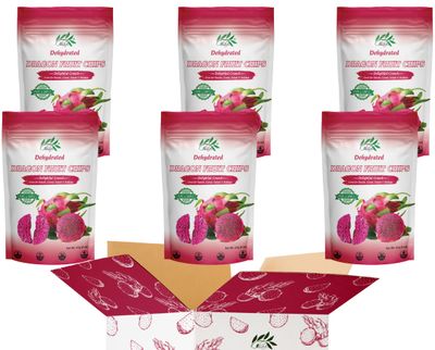 CHAVI Dragon Fruit Chips - Pack of 6 x 2 Oz - Healthy 1 Ingredient Superfood Snack - No Added Sugars or Preservatives - Non-GMO, Vegan, Gluten-Free (Pack of 6)