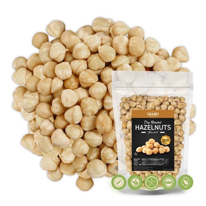 Premium Natural Toasted Hazelnuts, 64oz (4 lb) - Small Batch Roasted, Blanched, Non-GMO, Batch-Tested Gluten &amp; Peanut-Free, Vegan, Keto-Friendly, No Preservatives