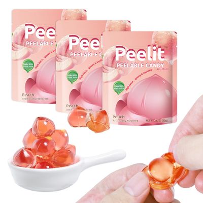 Peelit Peach Gummy Candy, Peeleble Gummy Peach Peeling Candy, Individually Wrapped (3 Packs, 2.82oz Per Bag) Christmas Candy