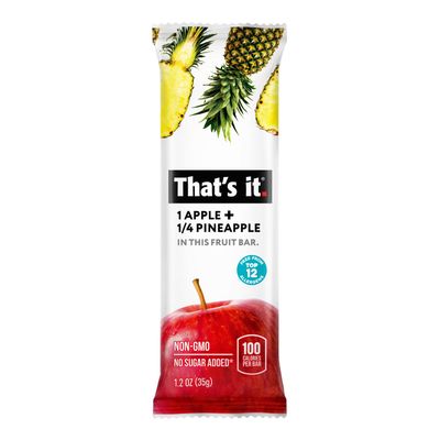 That's it. Apple  Pineapple 100% Natural Real Fruit Bar, Best High Fiber Vegan, Gluten Free Healthy Snack, Paleo for Children &amp; Adults, Non GMO No Added Sugar, No Preservatives Energy Food (12 Pack)