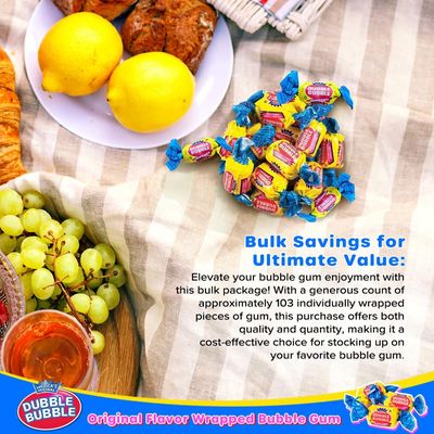 Wrapped Bubble Gum 1.5 lbs | Delicious Original Flavor | Bulk Candy for Snacks, Parties, and More