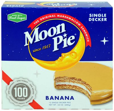 MoonPie Cookie Single Decker Banana Marshmallow Sandwich - 2oz, 12Count Box (Pack of 8 Boxes, 96Count Total) | Banana Covered Graham Cracker &amp; Marshmallow Pie