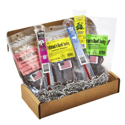 Jerky Dynasty Fatman&#39;s Beef Jerky &amp; Buffalo Bob&#39;s Sticks Variety Pack - Zesty Lemon Pepper, Smoky Green Chile &amp; Fiery Habanero Flavors - Food Snacks Variety Pack For Adults - Tender, Chewy Texture