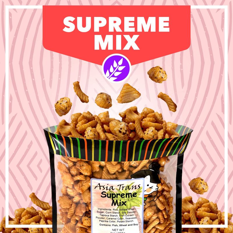Traditional Supreme Mix Arare Rice Crackers - Mochi Crunch Asian Snack Mix - Sweet, Salty, and Umami Flavor - Crunchy On-The-Go Snack For Any Occasion - 9 Ounce